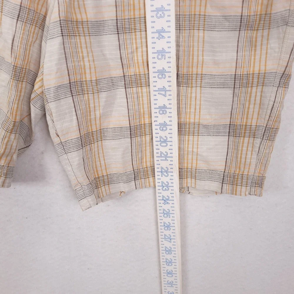 Tommy Bahama Linen Silk Shorts Size 38 Plaid Beach Resortwear Vocation Travel